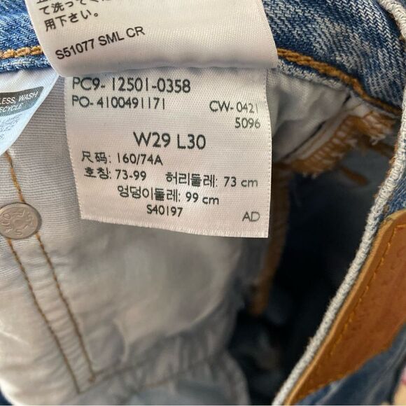 Levi’s 501 Distressed Button Fly Denim Blue Jeans - Picture 9 of 10